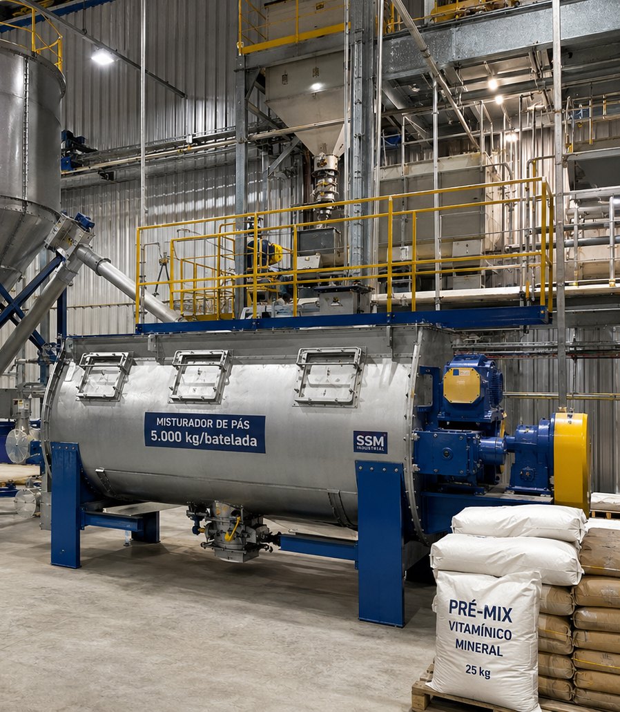 Misturador de pás e equipamentos de fábrica de ração